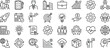 © crazycollection - Business strategy line icons set, management startup growth symbols, leadership planning analytics concepts, minimal outline style, cad drawing flat vector illustration