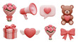 © Saim Art - 3d valentine s day icons set transparent background cutout png