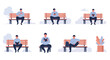© Pandaman1102 - Man sitting on bench reading or using phone