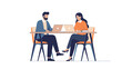 © Ayem - professional business meeting with two colleagues collaborating over laptops and discussing ideas