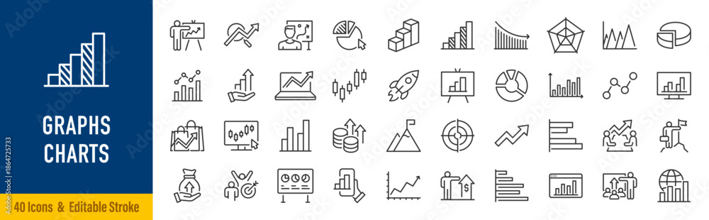 Graph and Charts web icons in line style. Graphics, infographic ...