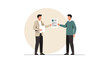 © Alvin - Professional Businesspersons Exchanging Document in Modern Office Setting