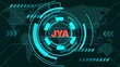 © David - Neon HUD Element with ' JYA' Text and Abstract Global Map interface futuristic