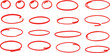 © Prodip - Hand drawn red circle highlight marks set vector illustration isolated on white background for emphasis annotation design