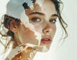 © skynds - Double exposure portrait of a beautiful woman with autumn leaves, an artistic blend of human features and natural elements creating a captivating and serene visual narrative