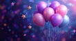© Chandrika - Birthday party purple pink star balloons festive bokeh background image