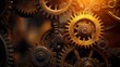 © AnImagine - Intricate polished brass gears and levers are intricately arranged in a complex mechanical system
