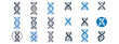 © Dima - A large set of about 20 minimalist DNA icons in a modern flat style. Variations of the double helix DNA in a blue and light blue color scheme with thin lines.