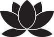 © Shakila - Simple black lotus flower icon with elegant design on a white background, symbolizing beauty, serenity, and spiritual growth in a minimalist style.