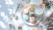 © uumm - 繊細なマカロンとラテが並ぶ優しいティータイム構成｜Macarons and Latte in Gentle Tea Moment