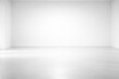 © TheWaterMeloonProjec - High key lighting on smooth grey floor in a white and gray studio backdrop with clear copy space