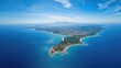 © Holo Frame - Summer aerial perspective of Mallorca Island with ocean views seen from an airplane in flight