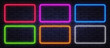 © Ivan - Colorful neon rectangles glowing on a dark brick wall. Bright modern background in red, pink, blue, green, orange, and white perfect for digital art or signage.