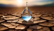 © Reid - A Single Drop Of Water Rests On Parched Earth Symbolizing The Scarcity And Preciousness Of Water Resources