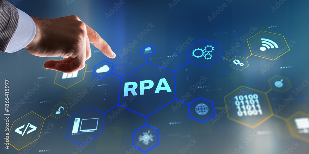 Robotic Process Automation technology streamlining business workflows with AI-powered efficiency