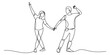 © Bobita - One continuous line art drawing of a happy couple dancing together in celebration Vector, illustration