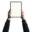© MDTOUFICKAHAMAD - Hands holding a blank tablet isolated on transparent background for mockup