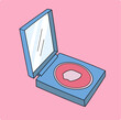 © Juliana - Makeup powder blush vector used in Project Pan. Underconsumption trend: using your makeup until it runs out. Well-loved makeup.
