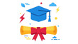 © Abhinaya Project - Graduation ceremony icon with cap and diploma.