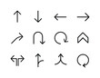 © Настя Шевчук - Directional Arrow Icons. Directional arrows. Line icon set of Directional arrows: up arrow, down arrow, left arrow, right arrow, diagonal arrow, U-turn arrow,
