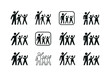 © Настя Шевчук - Dance Class Logos. A choreographer teaching a dance class in a studio. Icon set. Set Logo of a choreographer teaching a dance class in a studio: dancer