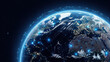 © NeutralStudio - Three dimensional global planet net virtual transfer digital space continent map tech network technology communication information business worldwide networking concept connection connect