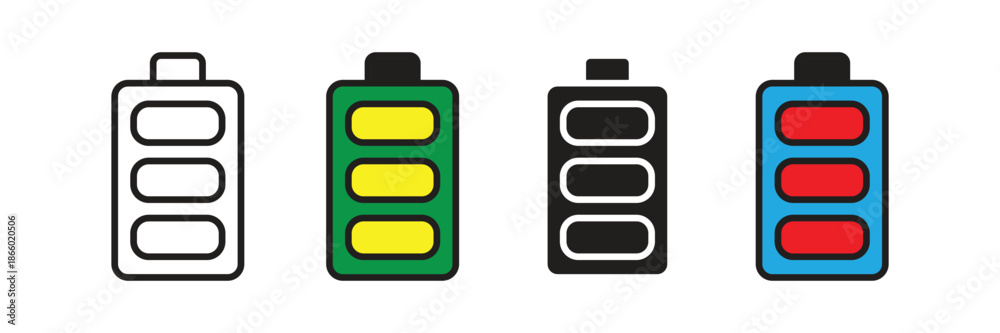 Charging level indicator icons showing different battery states. Great ...