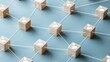 © Olga Ко - Concept de recrutement et emploi avec réseau de cubes en bois connectés, ressources humaines.