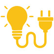 © azzedine - Light bulb with cable plugged into glowing socket on white background vector illustration