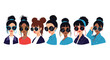 © LilitaAntis - Portraits of diverse women wearing various stylish sunglasses and hoop earrings showcasing different hairstyles and skin tones.