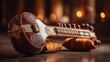 © vlntn - Beautiful Sitar on Soft Cushions Background