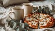 © Nastya - Rustic Pizza Breakfast with Coffee on Linen