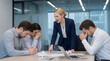 © GVS - Angry female boss screaming on stressed employees in office