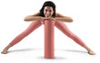 © olegphotor - Mockup of pink floor mat, yoga tracksuit, top, leggings on trainer woman, png, front view