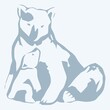 ©   - Soft blue and white illustration of a mother bear with her cub, forest wildlife family concept