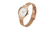 © Runmilan - Rose gold mesh band watch with white dial and rose gold case wrist timepiece
