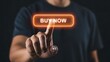 © MdNazim - Person pressing glowing buy now button on screen finger