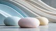 © Thanate - Soft, rounded seating in pastel shades against a textured, wavy backdrop creates a calming atmosphere.