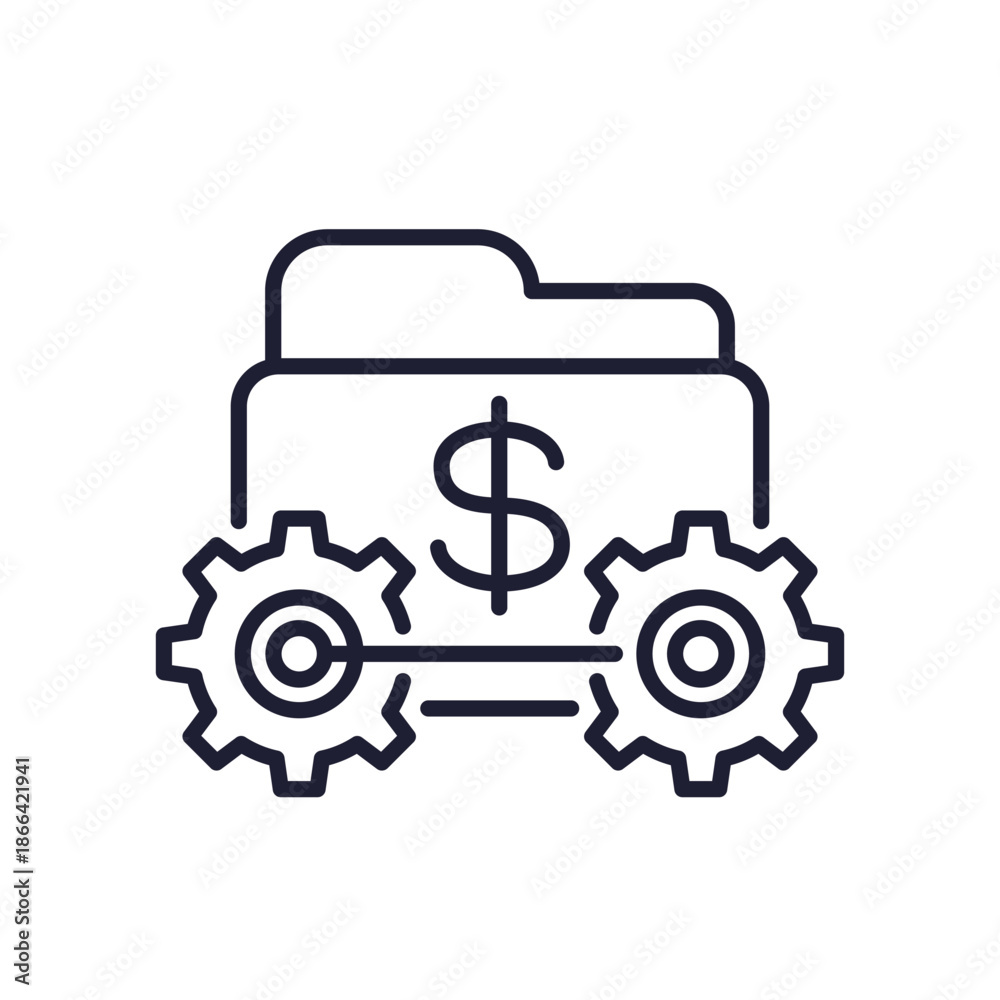 project cost line icon with folder