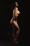 Beautiful nude woman posing on black background