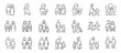 © RosieLily - Family and parenting line icon set. Vector pictograms of couples, single parents, children, elderly, baby, newborn, teenager thin linear illustration.