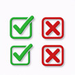 © Pixel Matrix - Icons set: green tick and red x for approval/decline in a checkbox format (green = yes, red = no)