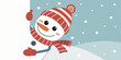 © Whab - Cute cartoon snowman peeking out from behind a blank white banner