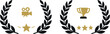 © Angelina - Official selection at a film festival, jury award in competition, black and gold vector icon set