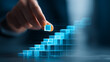 © Rosi - A hand arranging transparent digital blocks into an ascending structure, representing scalable technology growth and digital transformation.