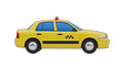 © Eri - Yellow Taxi Cab with Checkerboard Symbol and Red Roof Light
