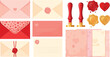 © MA GRAPHICS - A collection of Vintage Love Letters Envelopes and Wax Seal Stationery Vector Set