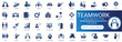 © Iconova Studio - Teamwork solid icons featuring collaboration cooperation partnership community, unity business management organization team, and support help people group editable vector icons