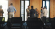 © Flash25/peopleimages.com - Conference, people and discussion for venture, networking and partnership for global trade at event. Group, talking and plan for foreign investment, colleagues and collaboration in seminar or meeting