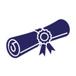 © Laki Parvin  - blue diploma certificate icon with ribbon and seal symbolizing achievement and recognition